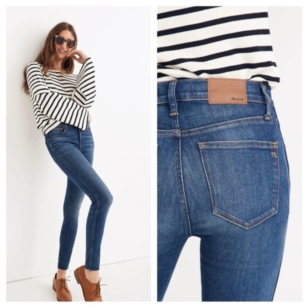 Madewell Jeans 9" High Rise Skinny 27‎ Paloma Wash Raw Hem Edition Stretch